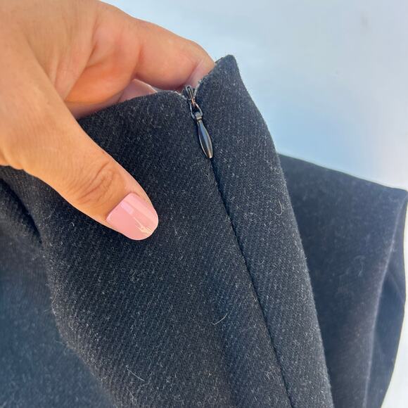 Vintage Prada Wool Midi Pencil Skirt Slit 2000s Office Gray Grey IT 42 Size 6 - Picture 6 of 7